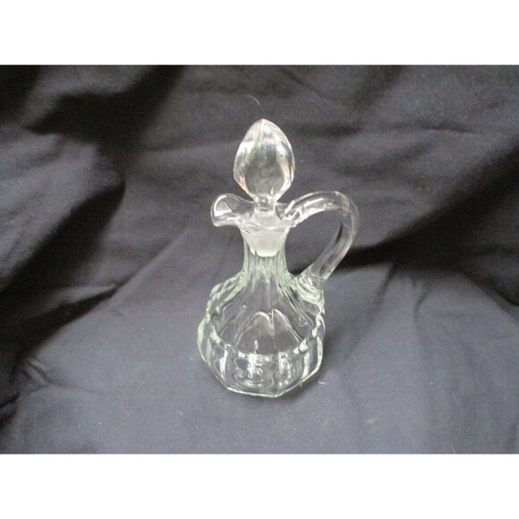 Decanter, Cruet, Caster, Pitcher stopper, Vintage Small Syrup vinegar oil, clear - Picture 3 of 5